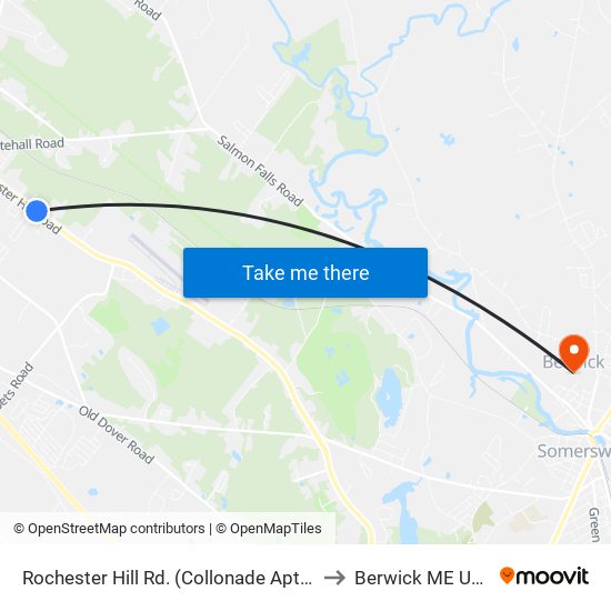 Rochester Hill Rd. (Collonade Apts.) to Berwick ME USA map