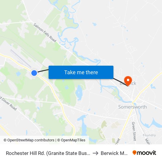 Rochester Hill Rd. (Granite State Business Park) to Berwick ME USA map