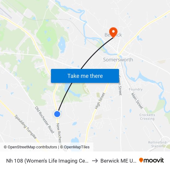 Nh 108 (Women's Life Imaging Center) to Berwick ME USA map