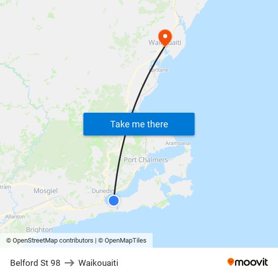 Belford St 98 to Waikouaiti map