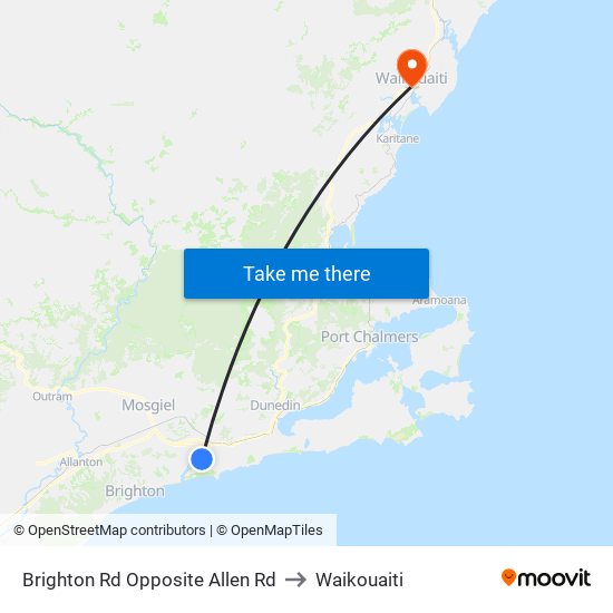 Brighton Rd Opposite Allen Rd to Waikouaiti map