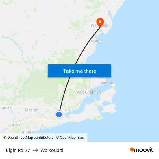 Elgin Rd 27 to Waikouaiti map