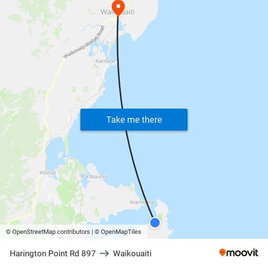 Harington Point Rd 897 to Waikouaiti map