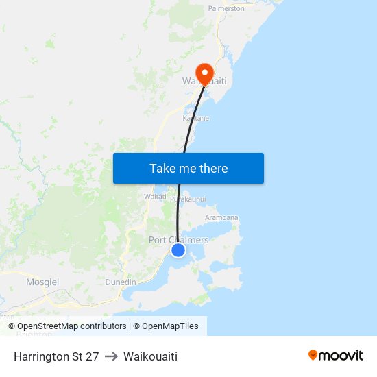 Harrington St 27 to Waikouaiti map