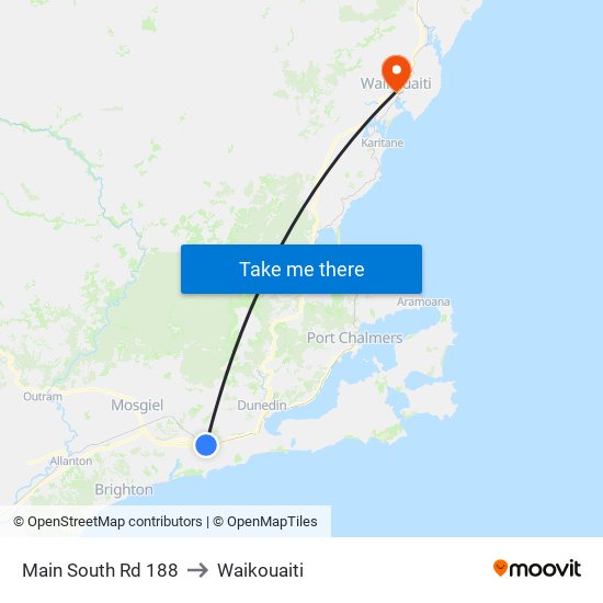 Main South Rd 188 to Waikouaiti map