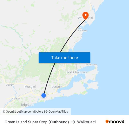 Green Island Super Stop (Outbound) to Waikouaiti map