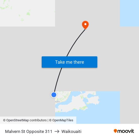 Malvern St Opposite 311 to Waikouaiti map