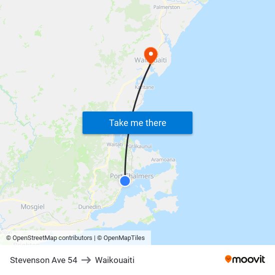 Stevenson Ave 54 to Waikouaiti map