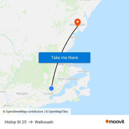 Hislop St 25 to Waikouaiti map