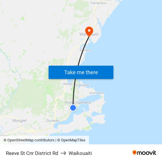 Reeve St Cnr District Rd to Waikouaiti map