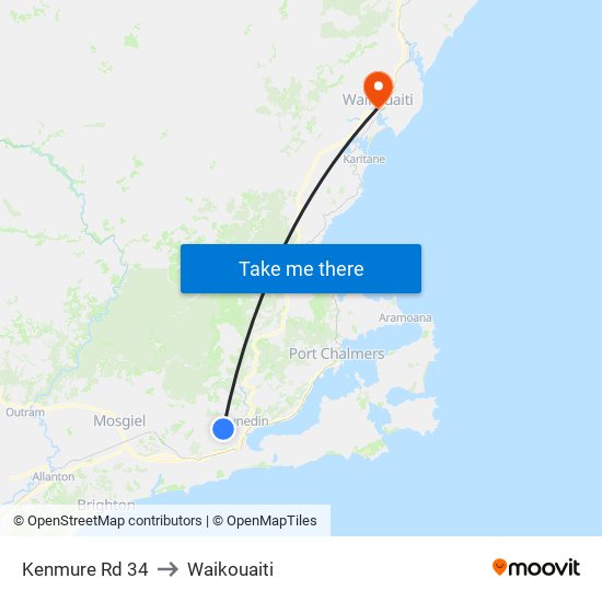 Kenmure Rd 34 to Waikouaiti map