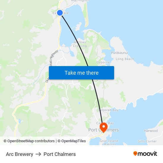 Arc Brewery to Port Chalmers map
