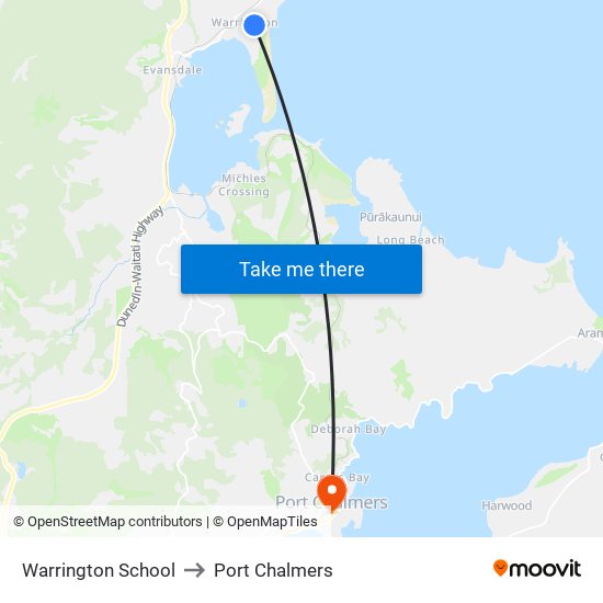 Warrington School to Port Chalmers map