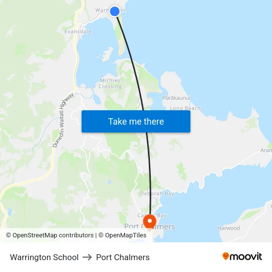 Warrington School to Port Chalmers map