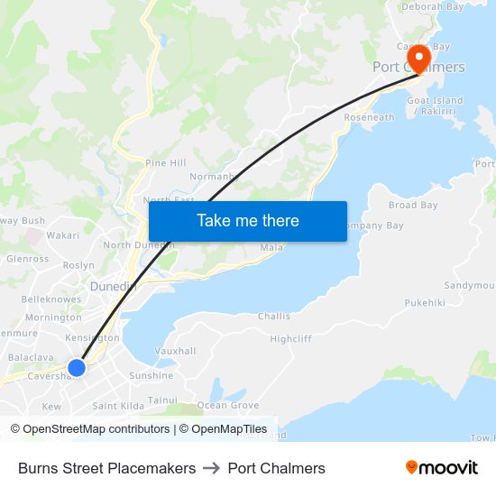 Burns Street Placemakers to Port Chalmers map