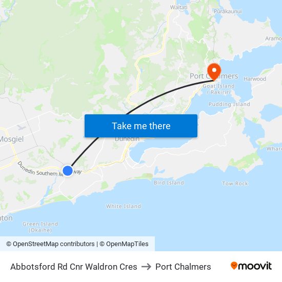 Abbotsford Rd Cnr Waldron Cres to Port Chalmers map