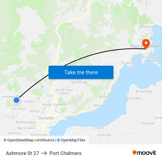 Ashmore St 27 to Port Chalmers map