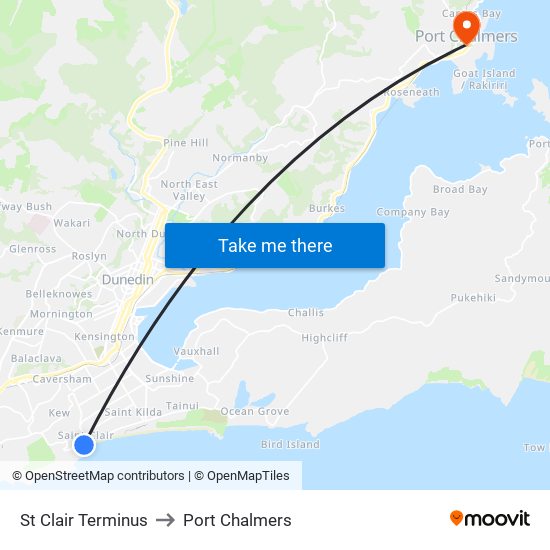 St Clair Terminus to Port Chalmers map