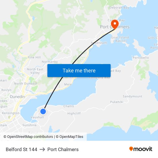 Belford St 144 to Port Chalmers map