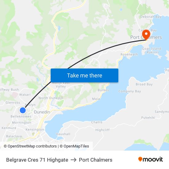 Belgrave Cres 71 Highgate to Port Chalmers map