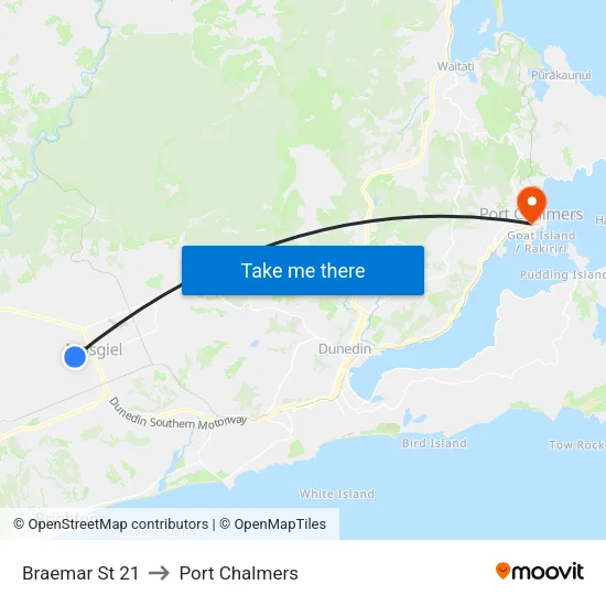 Braemar St 21 to Port Chalmers map