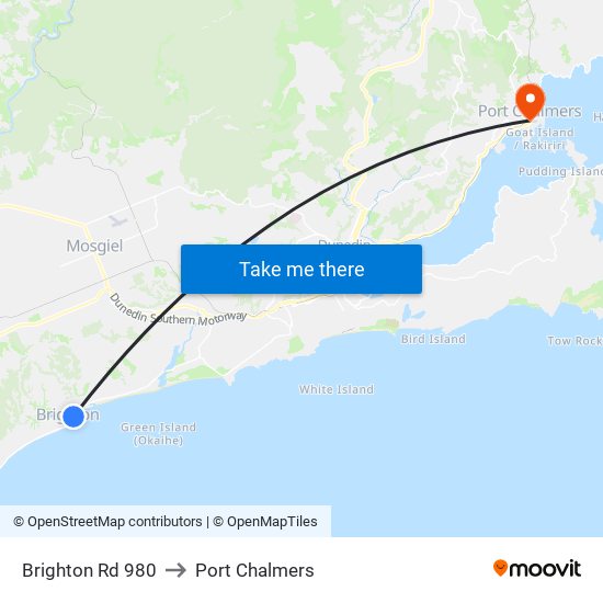 Brighton Rd 980 to Port Chalmers map
