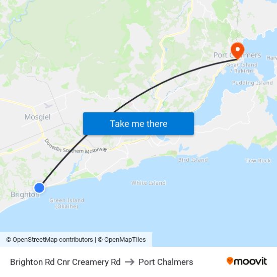 Brighton Rd Cnr Creamery Rd to Port Chalmers map