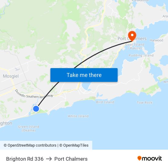 Brighton Rd 336 to Port Chalmers map