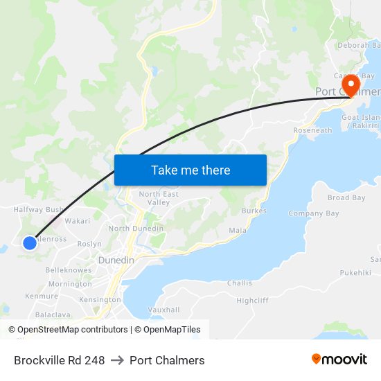 Brockville Rd 248 to Port Chalmers map