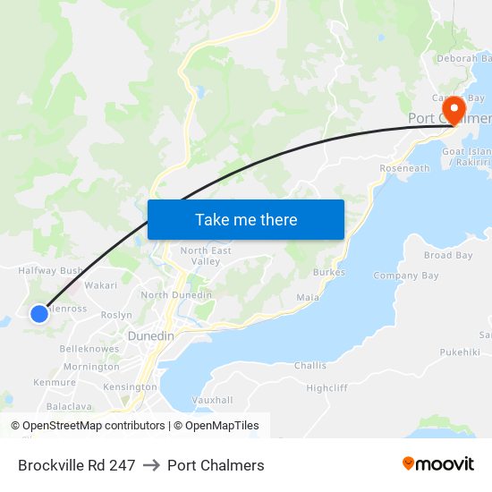 Brockville Rd 247 to Port Chalmers map