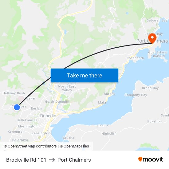 Brockville Rd 101 to Port Chalmers map