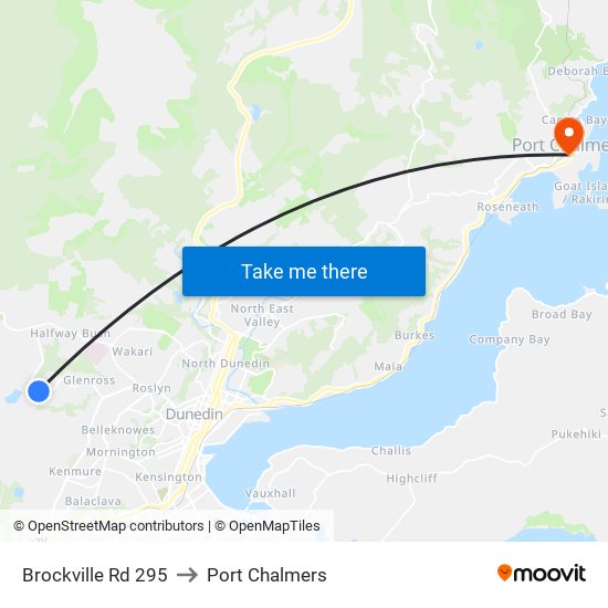 Brockville Rd 295 to Port Chalmers map
