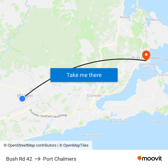 Bush Rd 42 to Port Chalmers map