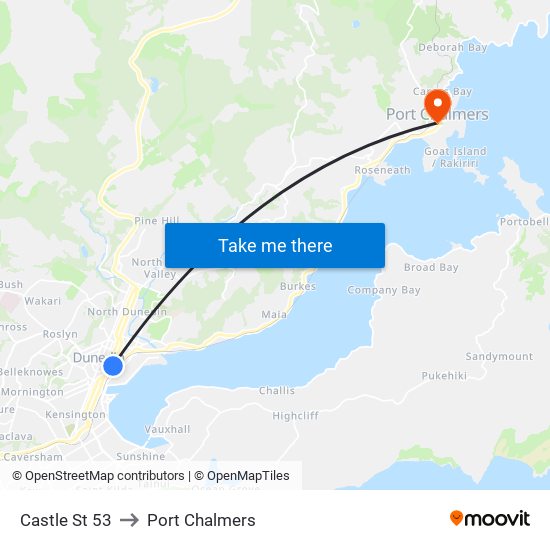 Castle St 53 to Port Chalmers map