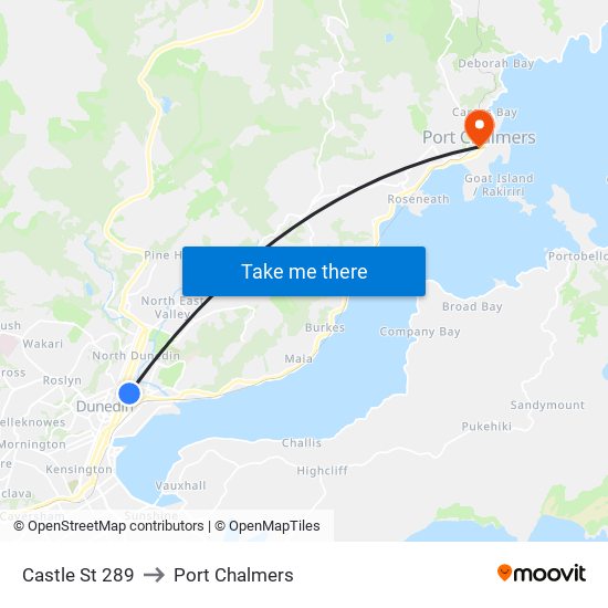 Castle St 289 to Port Chalmers map