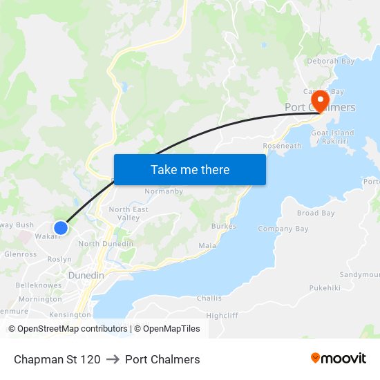 Chapman St 120 to Port Chalmers map