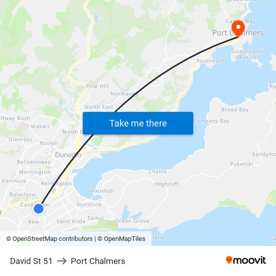 David St 51 to Port Chalmers map