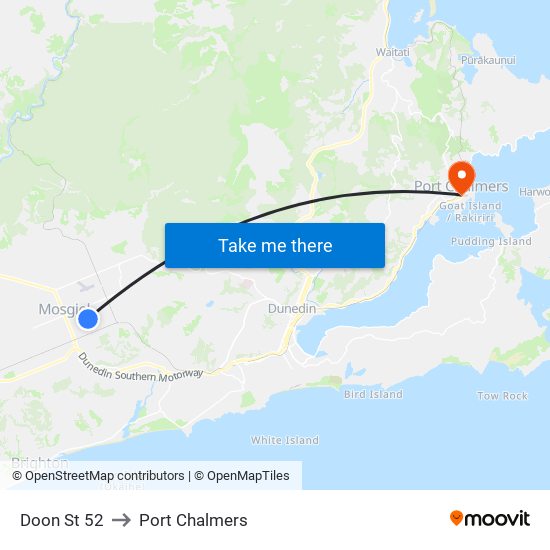 Doon St 52 to Port Chalmers map