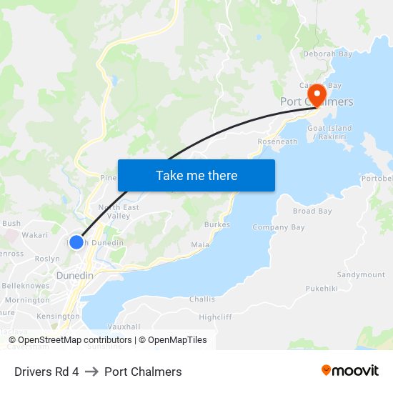Drivers Rd 4 to Port Chalmers map