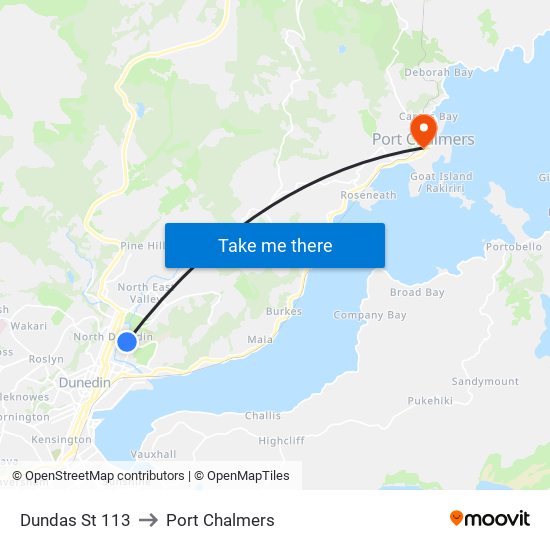 Dundas St 113 to Port Chalmers map