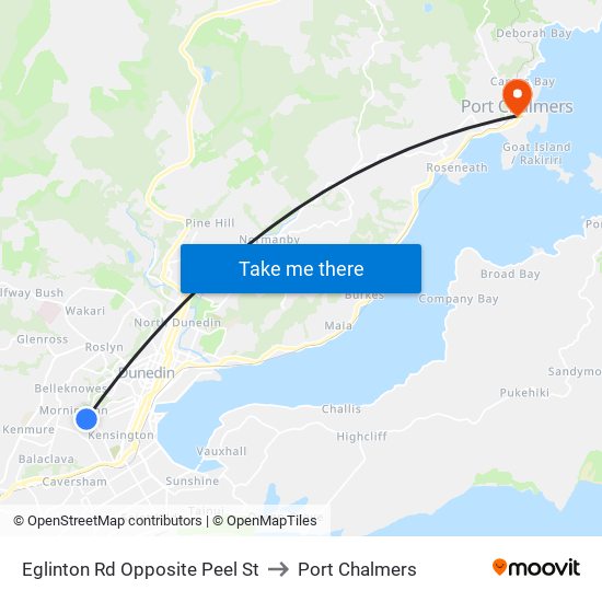 Eglinton Rd Opposite Peel St to Port Chalmers map