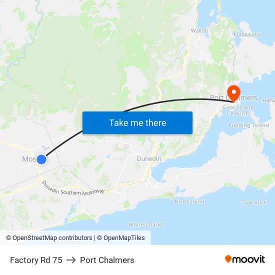 Factory Rd 75 to Port Chalmers map