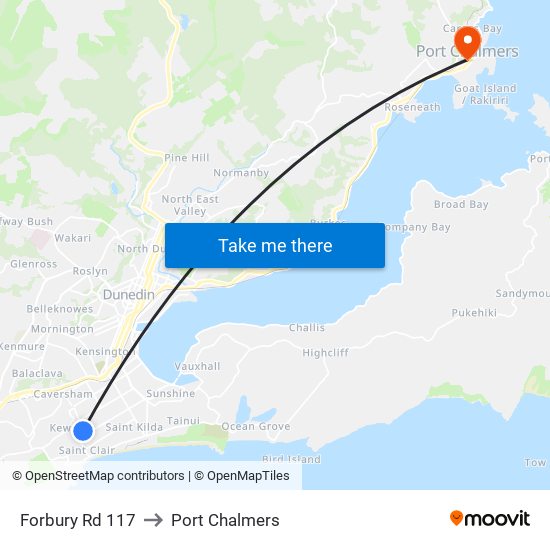 Forbury Rd 117 to Port Chalmers map