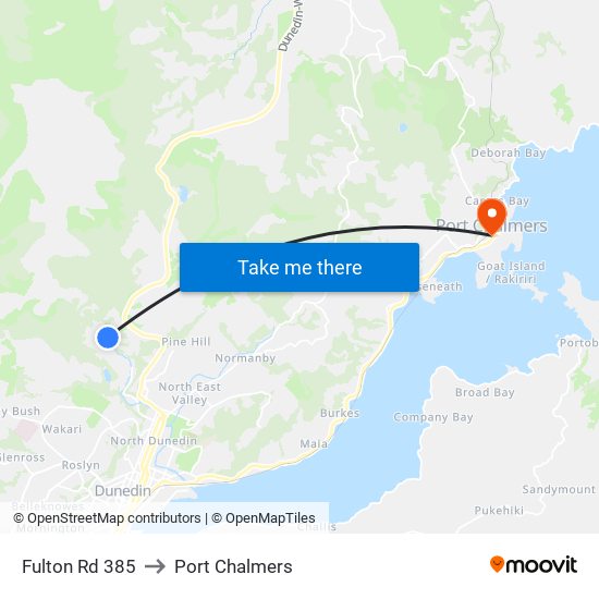 Fulton Rd 385 to Port Chalmers map