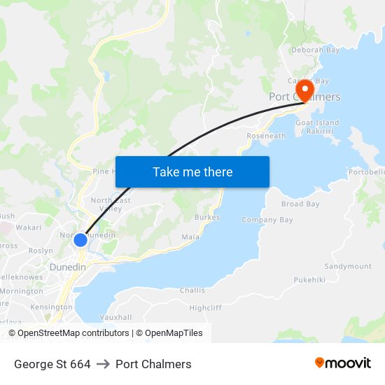George St 664 to Port Chalmers map