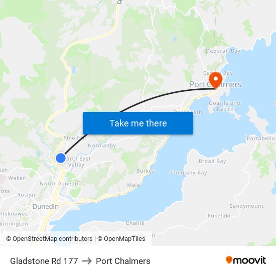 Gladstone Rd 177 to Port Chalmers map