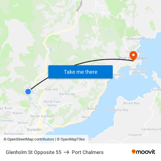 Glenholm St Opposite 55 to Port Chalmers map