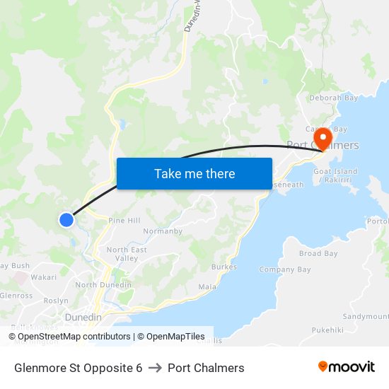 Glenmore St Opposite 6 to Port Chalmers map