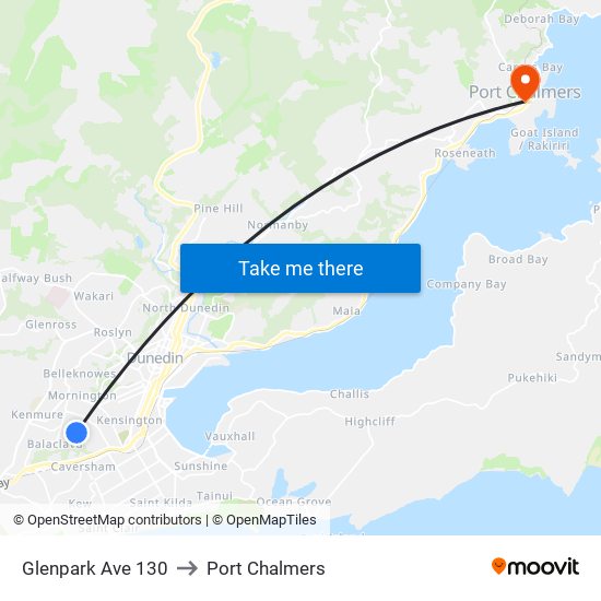 Glenpark Ave 130 to Port Chalmers map