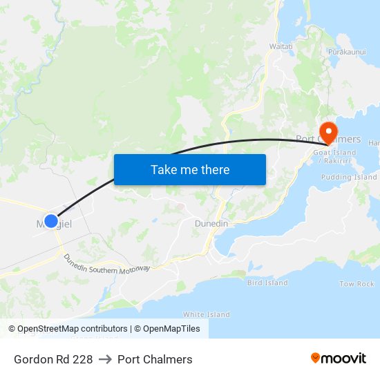 Gordon Rd 228 to Port Chalmers map